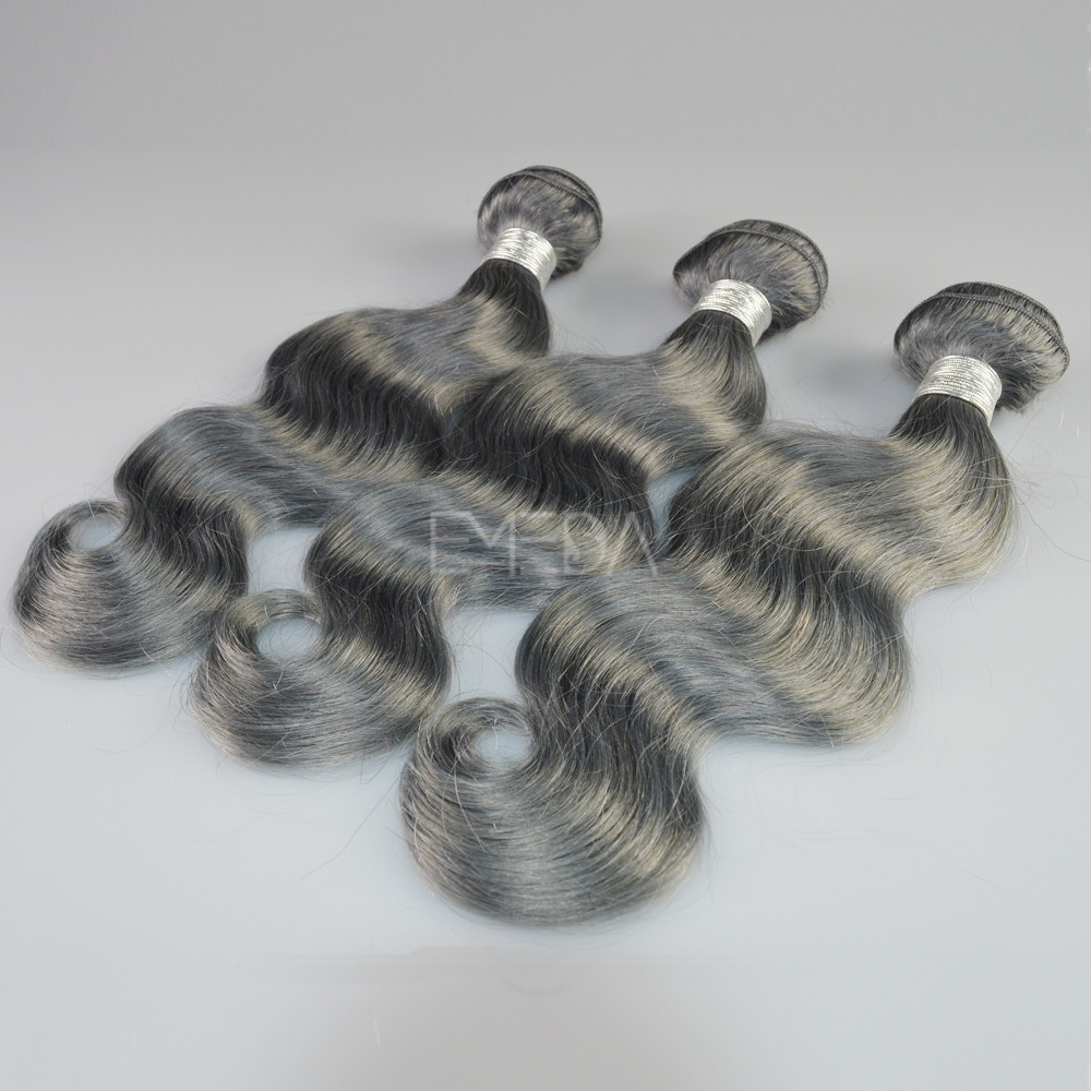 Silver color Body wave peruvian hair weft LJ134